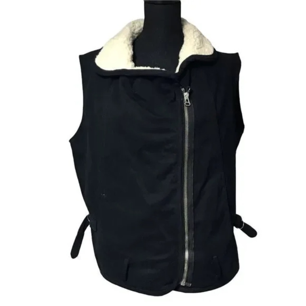 NSF Black Sherpa Lined Moto Vest size s small